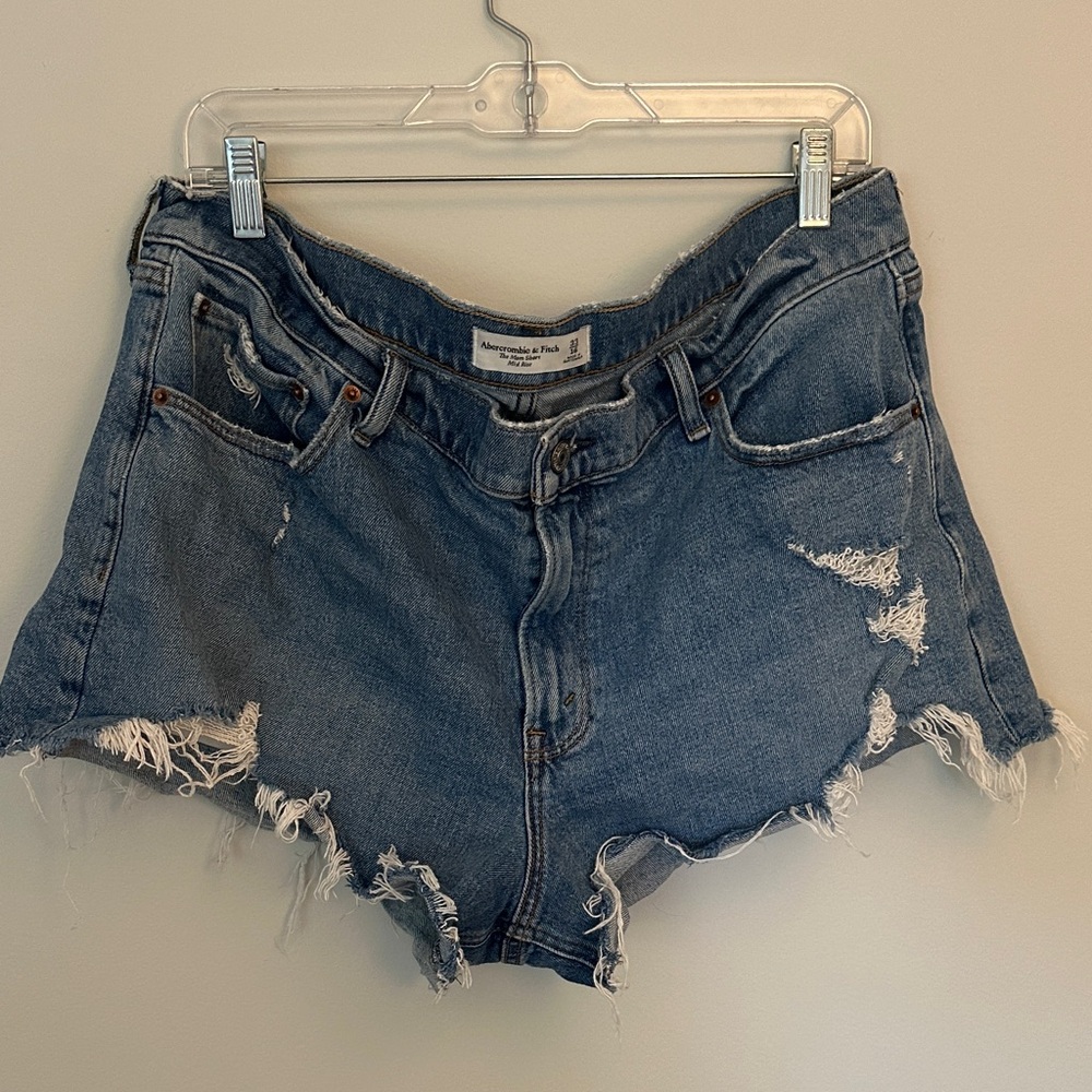 Abercrombie & Fitch Blue Distressed Mom Shorts